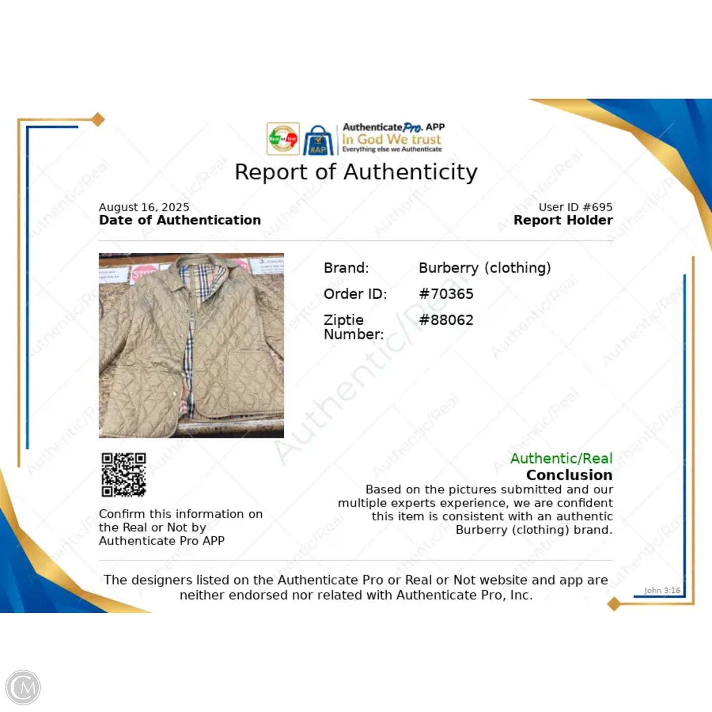 Coat Luxury Designer By Burberry In Beige, Size: M