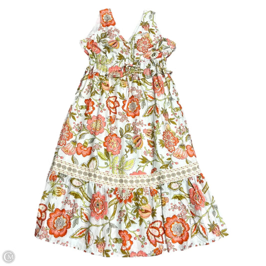 Dress Casual Midi By Spartina In Green & Orange, Size: Xl
