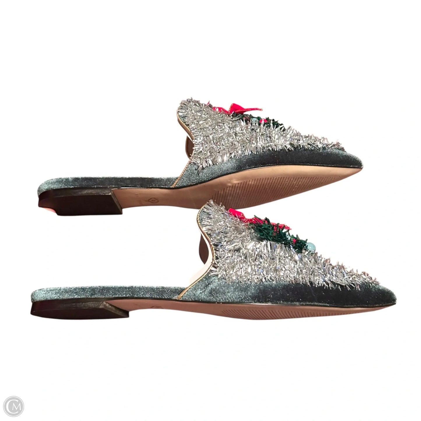 Shoes Flats By Katy Perry In Green & Silver, Size: 10