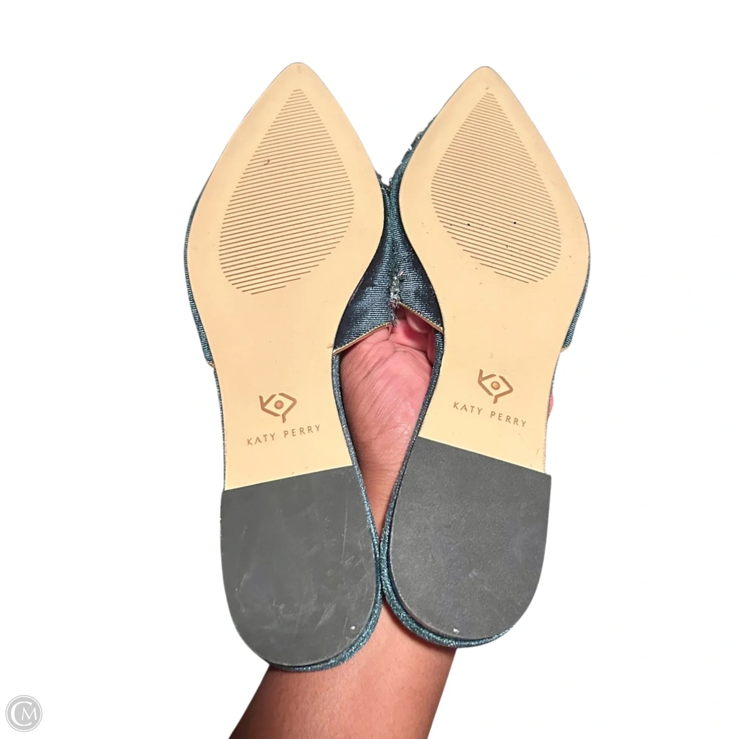 Shoes Flats By Katy Perry In Green & Silver, Size: 10