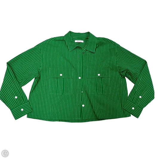 Top Long Sleeve By Madewell In Green & White, Size: Xs