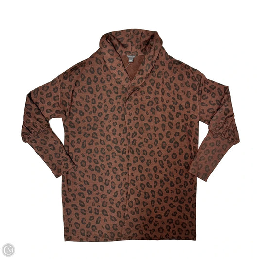 Sweater Cardigan By Ann Taylor In Leopard Print, Size: M