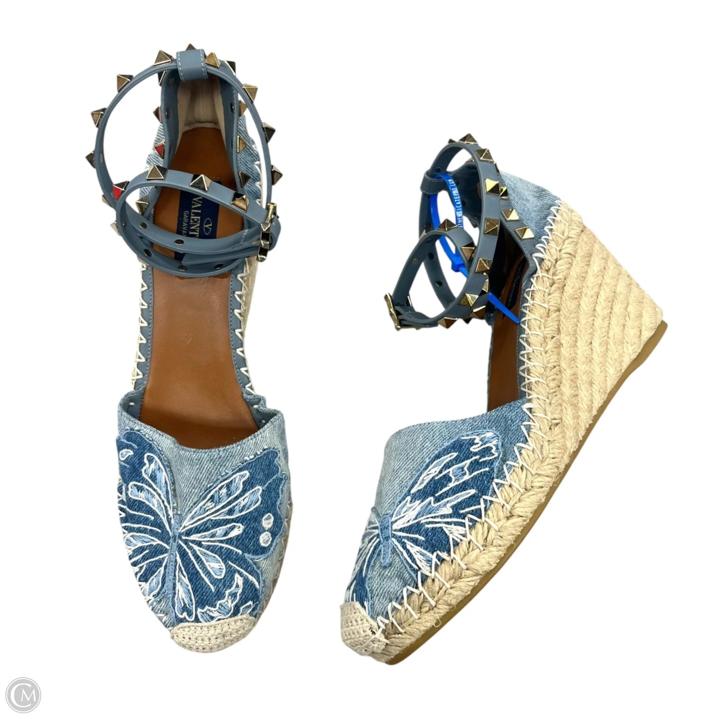 Shoes Luxury Designer By Valentino-garavani In Blue Denim, Size: 8.5