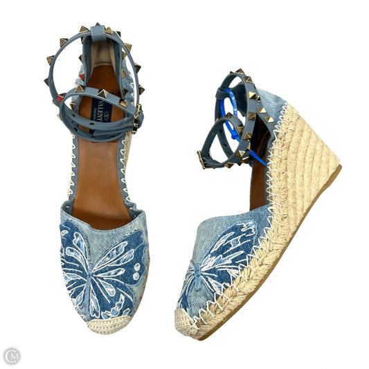 Shoes Luxury Designer By Valentino-garavani In Blue Denim, Size: 8.5