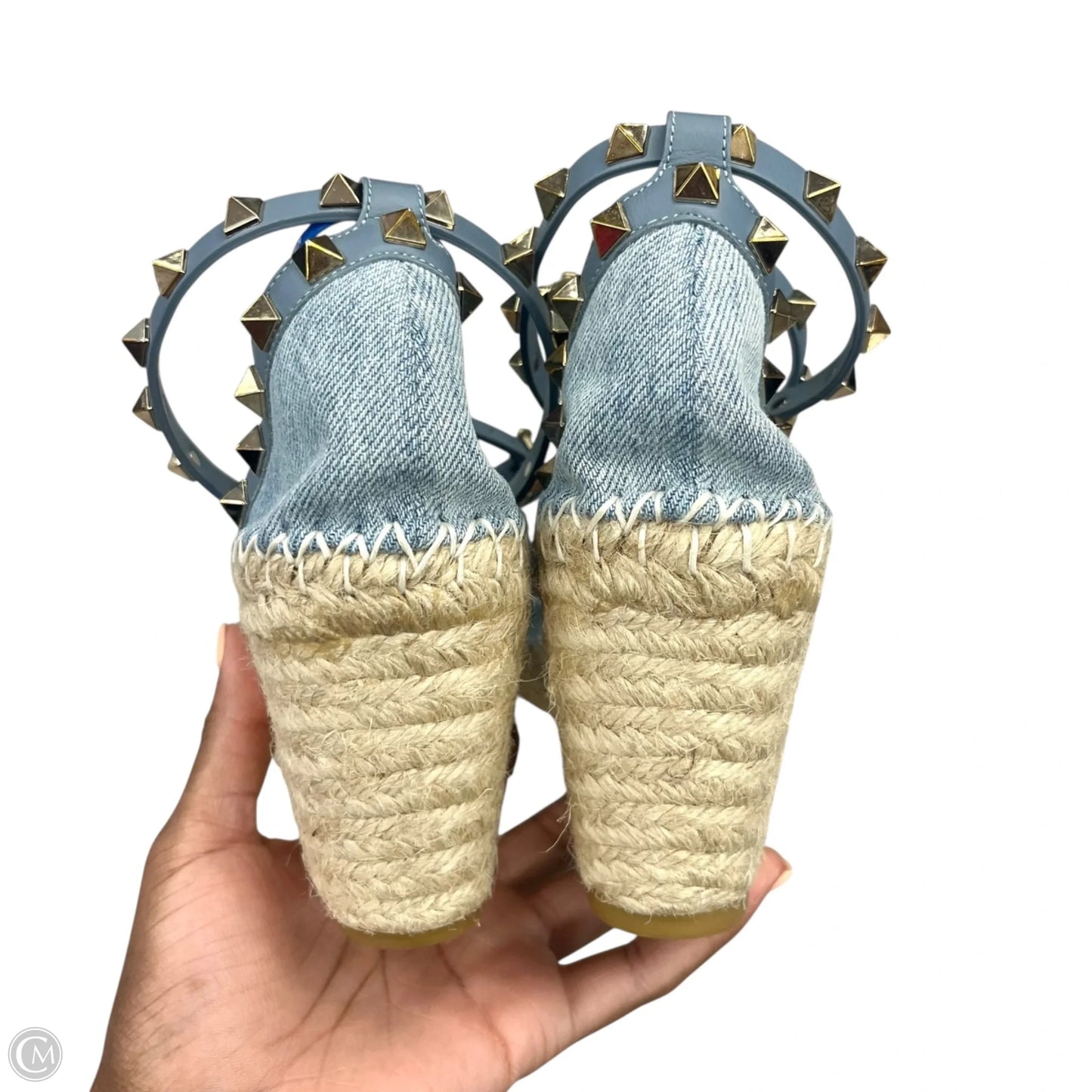 Shoes Luxury Designer By Valentino-garavani In Blue Denim, Size: 8.5