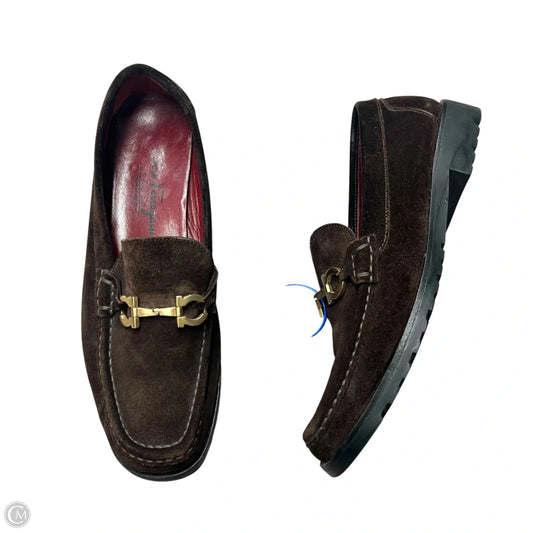 Shoes Luxury Designer By Ferragamo In Brown, Size: 9