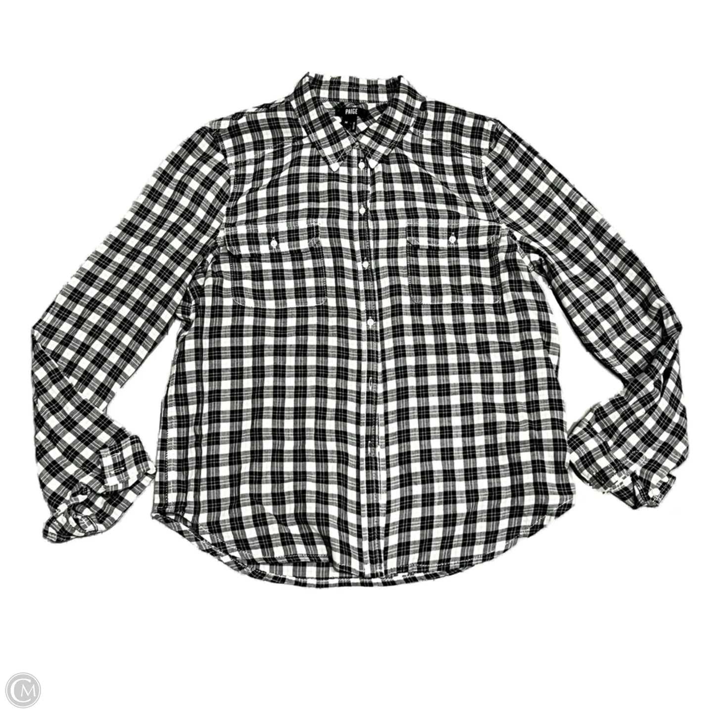 Top Long Sleeve By Paige In Plaid Pattern, Size: M