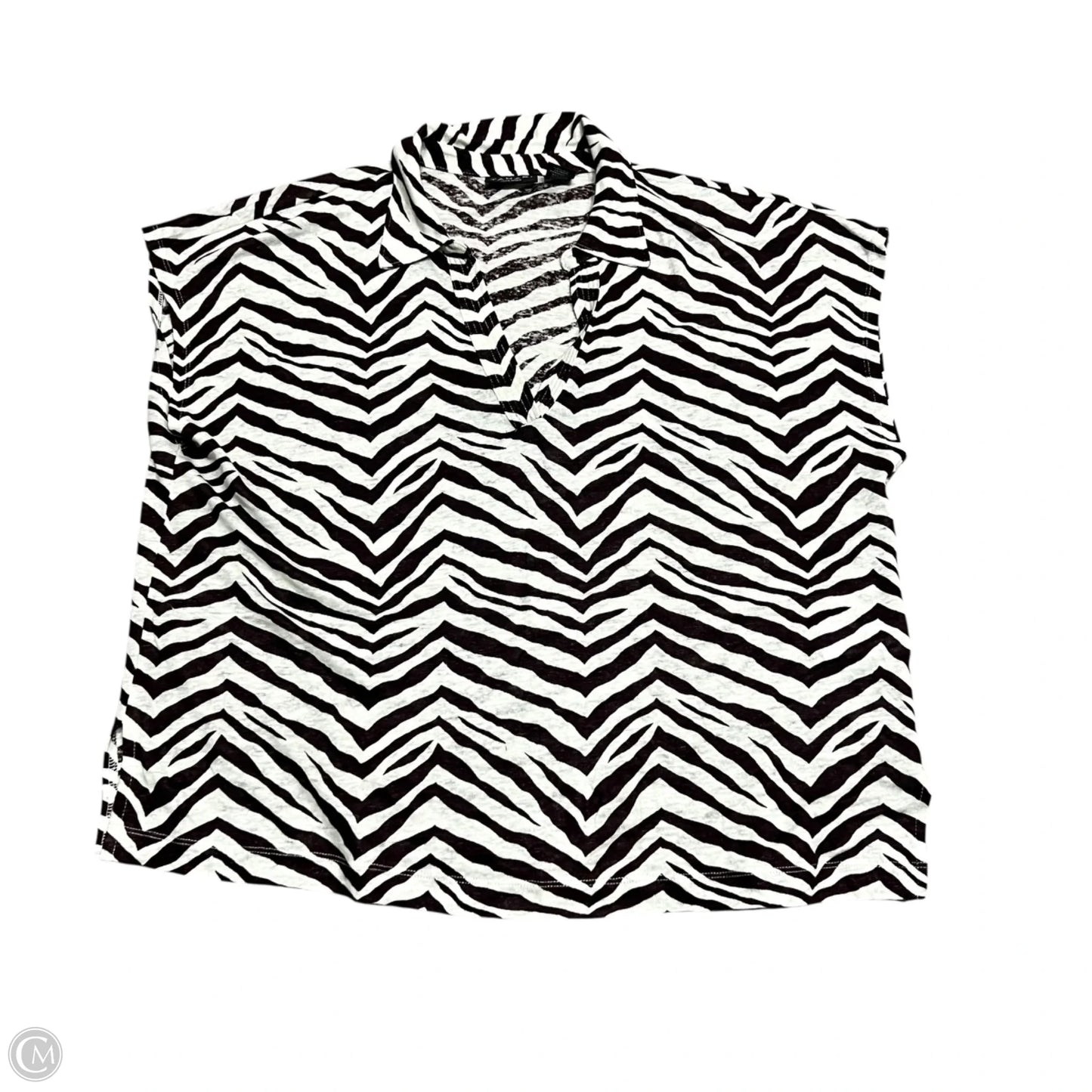 Top Short Sleeve By Tahari In Zebra Print, Size: Xl