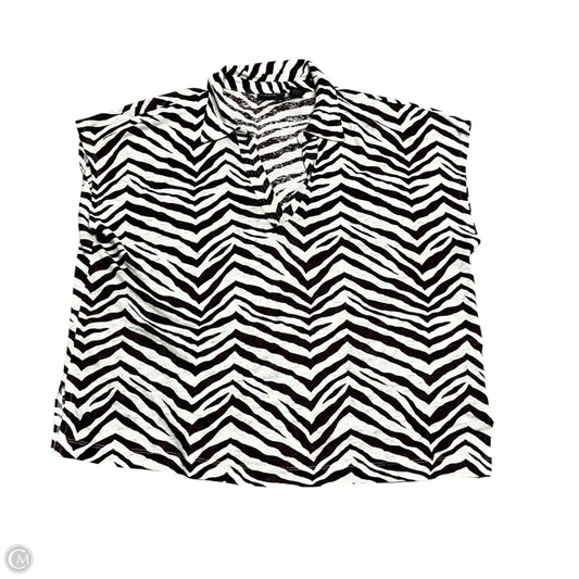 Top Short Sleeve By Tahari In Zebra Print, Size: Xl