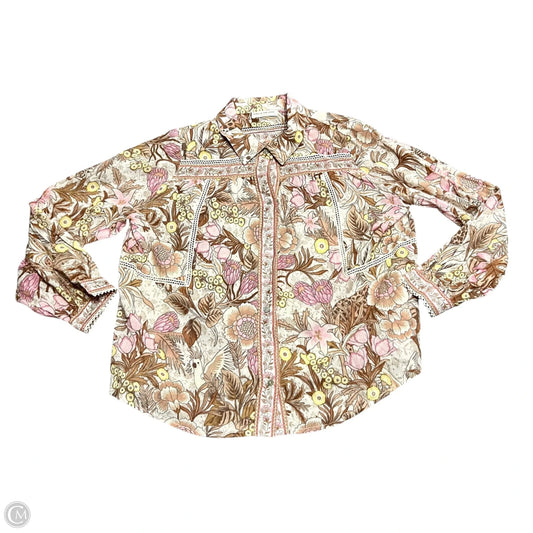 Top Long Sleeve By Spel And The Gypsy In Cream & Pink, Size: S