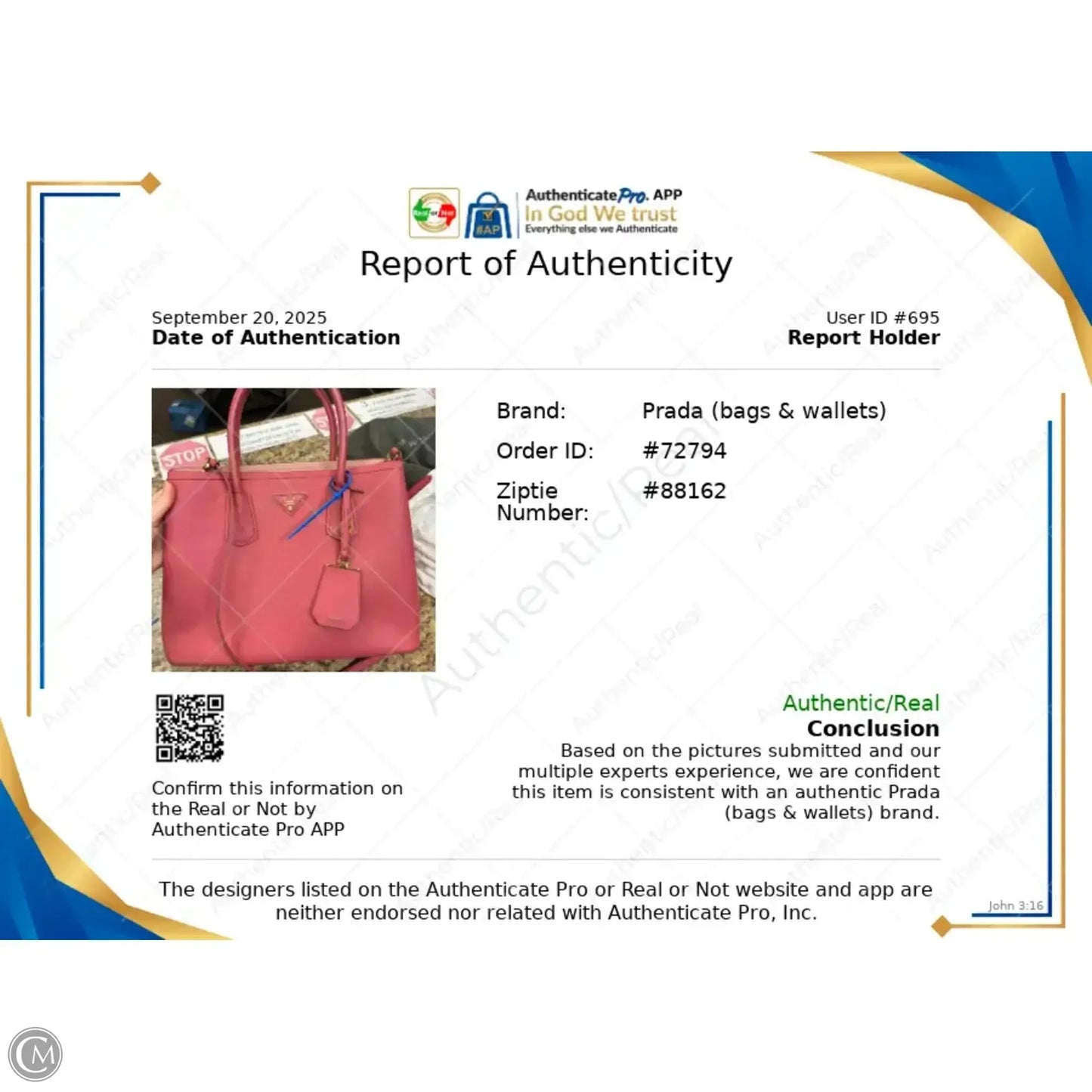 Handbag Luxury Designer By Prada, Size: Large