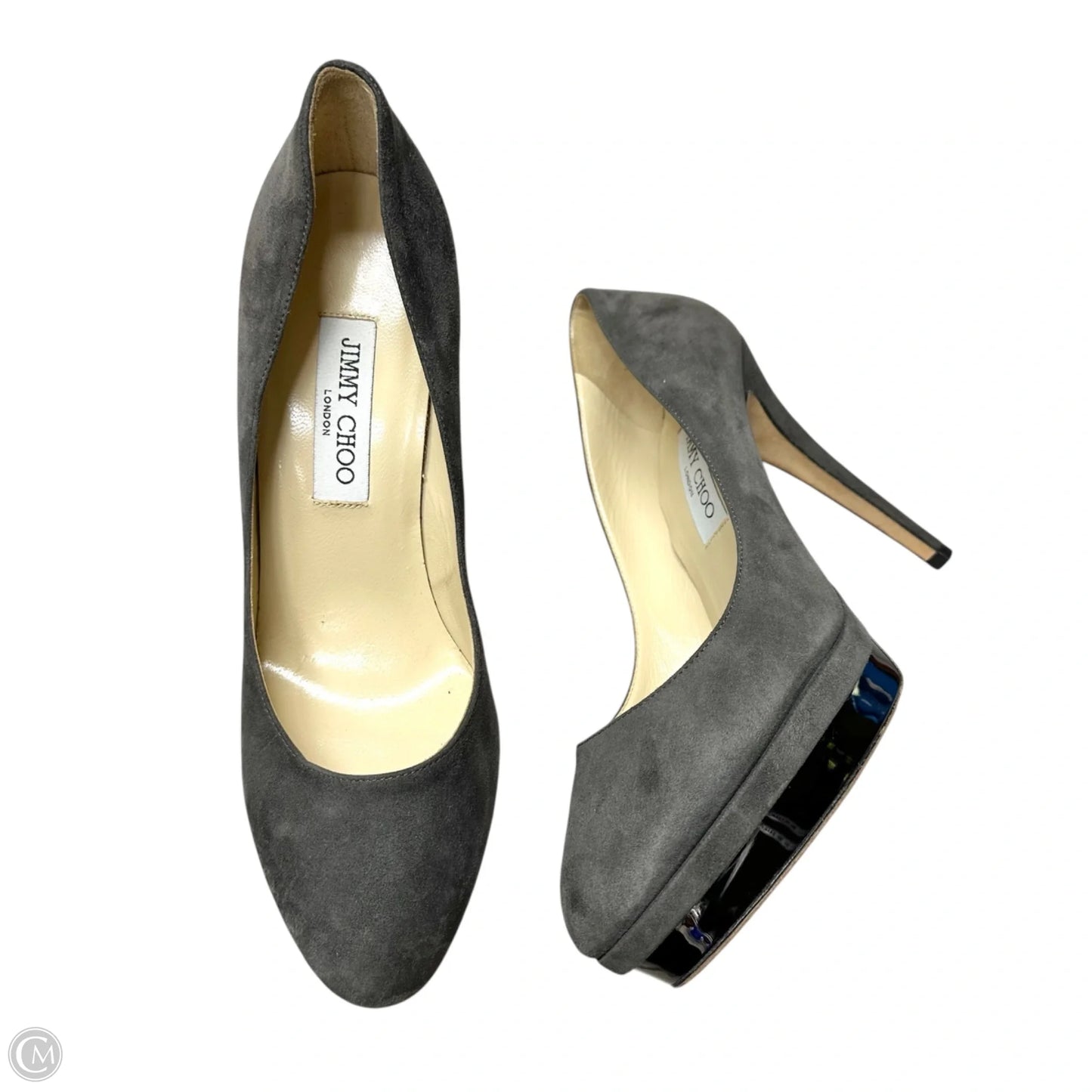 Shoes Luxury Designer By Jimmy Choo In Grey, Size: 10.5