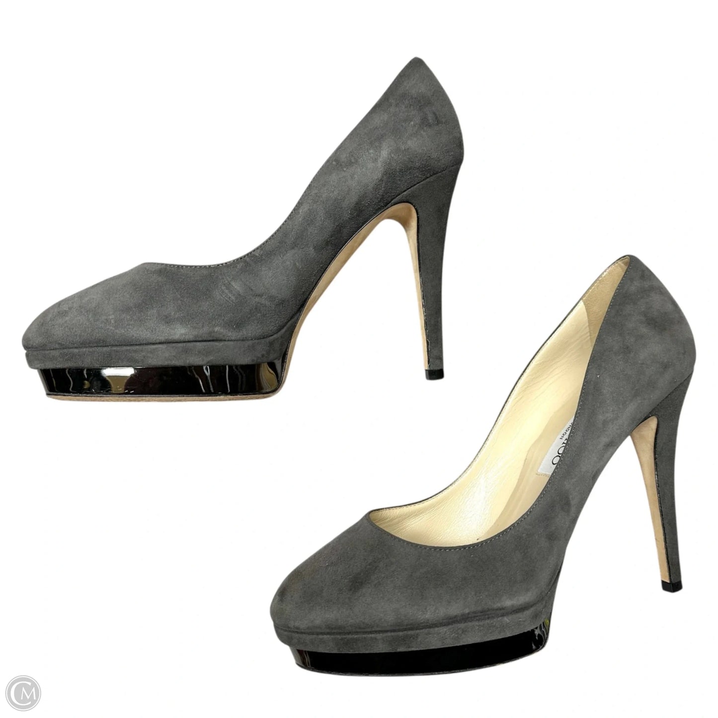 Shoes Luxury Designer By Jimmy Choo In Grey, Size: 10.5