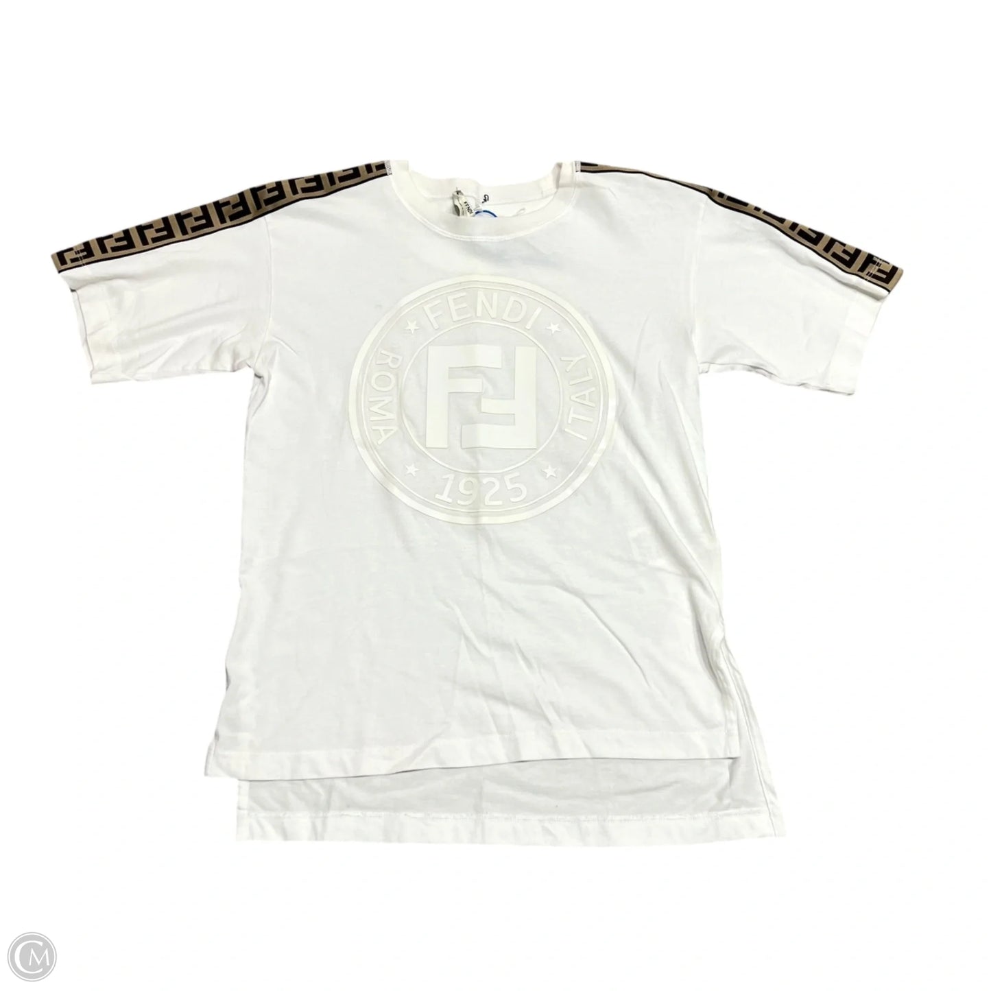 Top Short Sleeve Luxury Designer By Fendi In Cream & White, Size: Xs