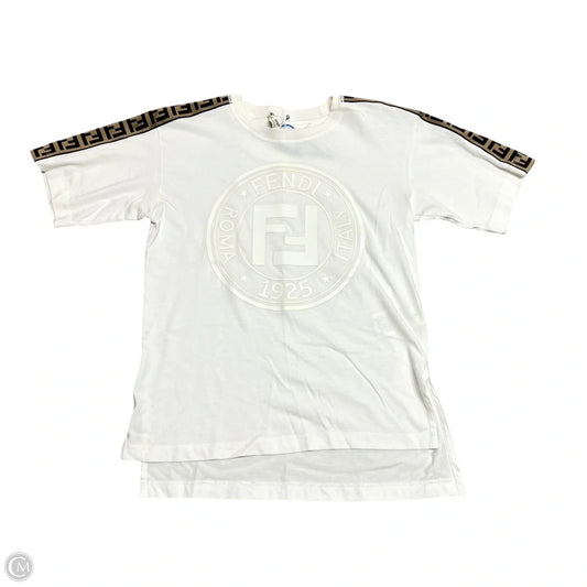 Top Short Sleeve Luxury Designer By Fendi In Cream & White, Size: Xs