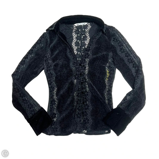 Top Long Sleeve By Zara In Black, Size: Xs