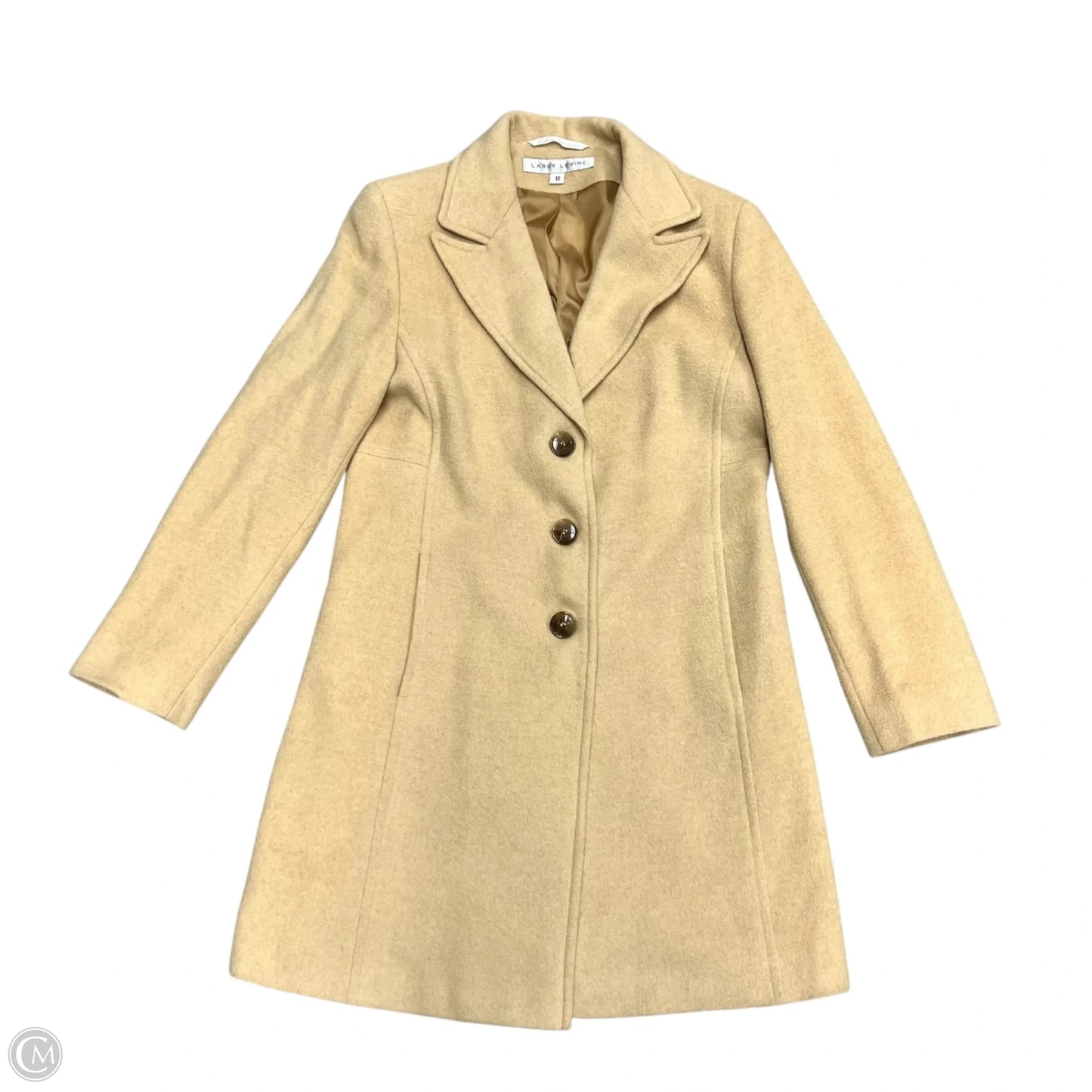 Coat Peacoat By Larry Levine In Beige, Size: M