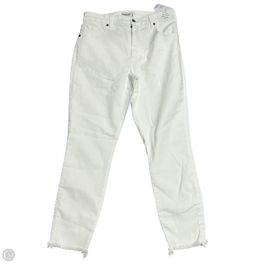 Jeans Skinny By Abercrombie And Fitch In Cream Denim, Size: 14
