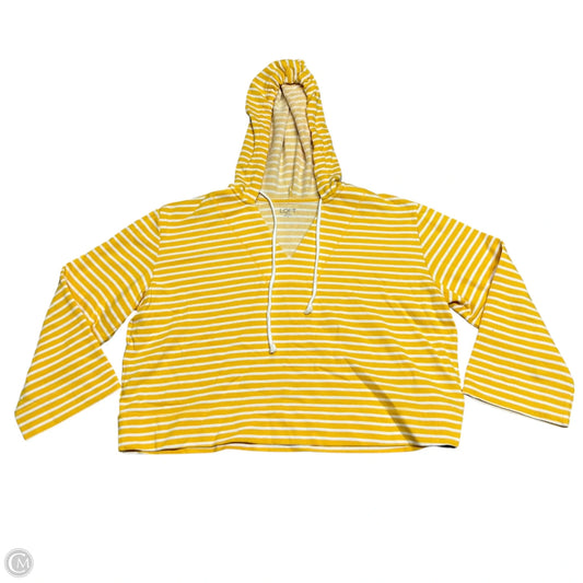 Sweatshirt Hoodie By Loft In White & Yellow, Size: M