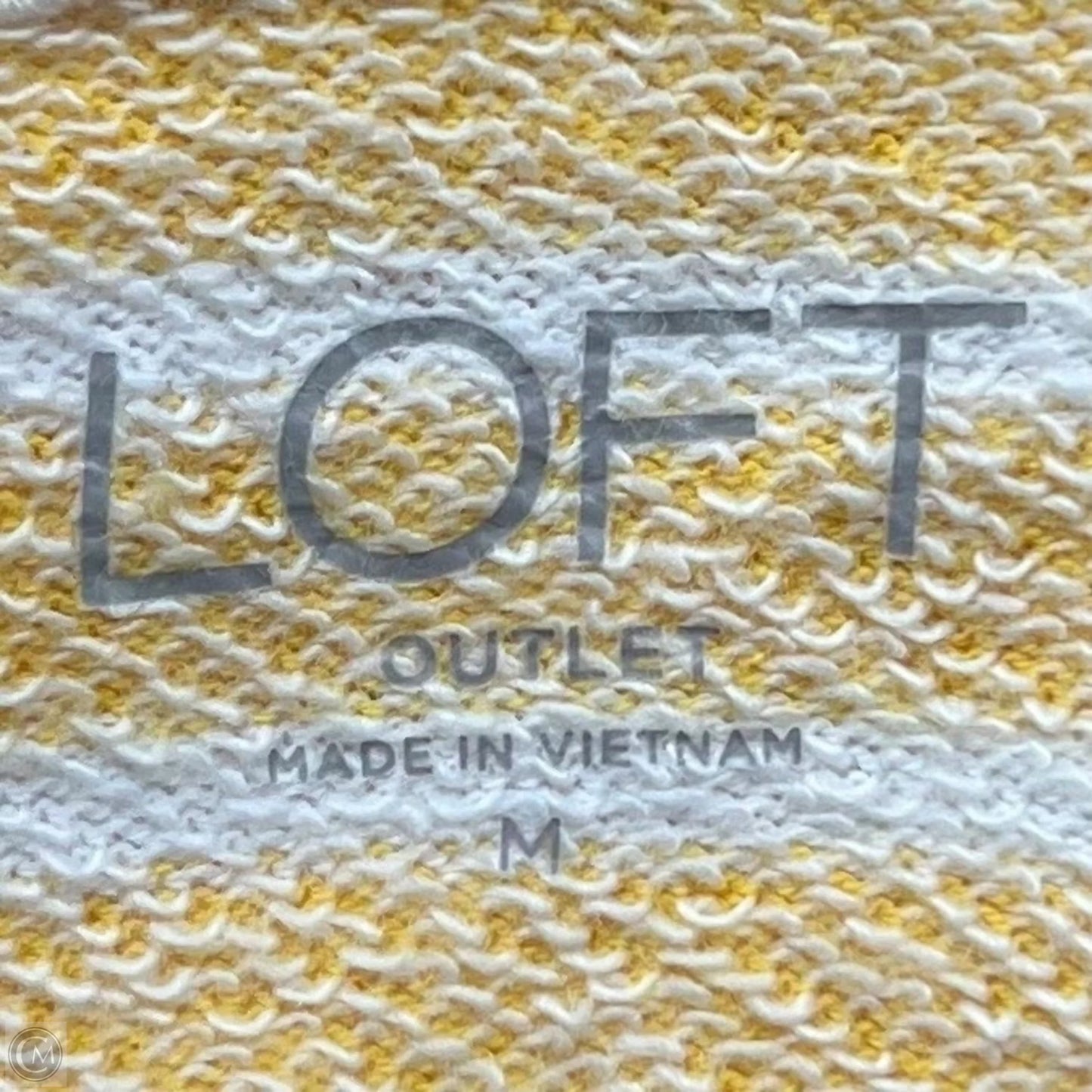 Sweatshirt Hoodie By Loft In White & Yellow, Size: M