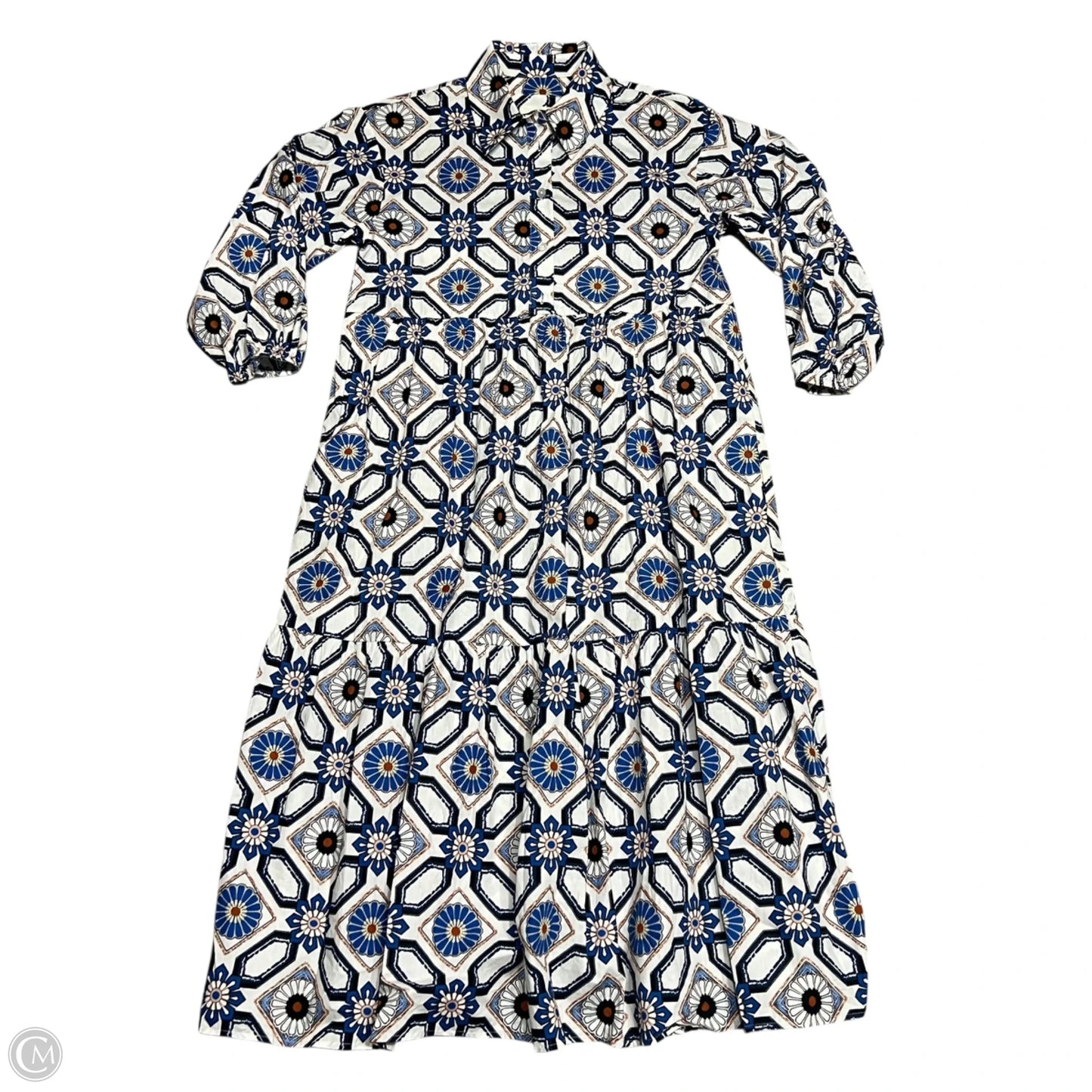 Dress Casual Maxi By Maeve In Blue & Cream, Size: XSp