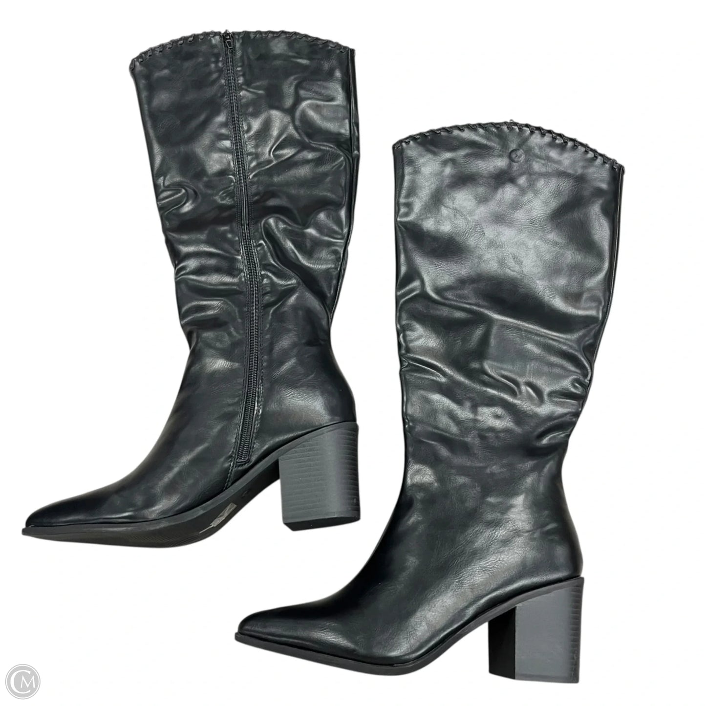 Boots Knee Heels In Black By Tru Comfort, Size: 9.5