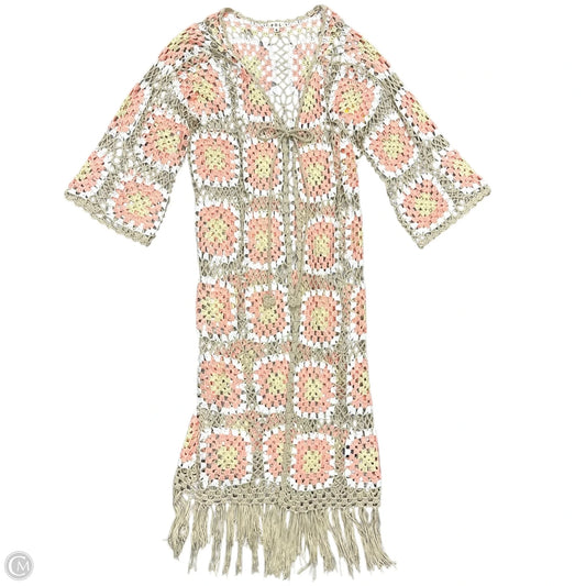 Sweater Cardigan By Pol In Pink & Tan, Size: S