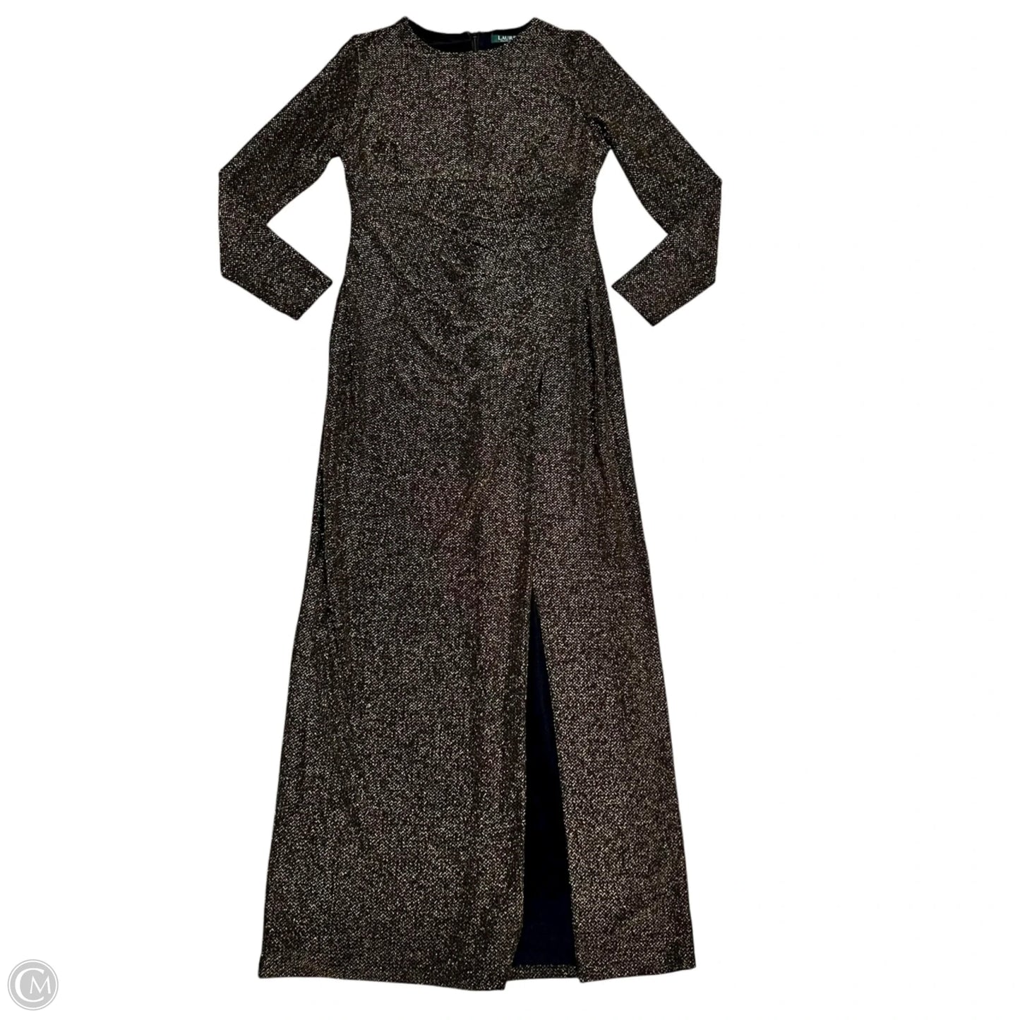 Dress Party Long By Lauren By Ralph Lauren In Black & Gold, Size: L
