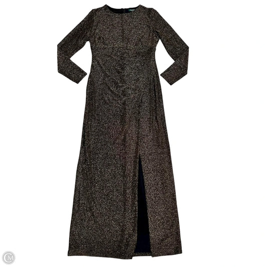 Dress Party Long By Lauren By Ralph Lauren In Black & Gold, Size: L