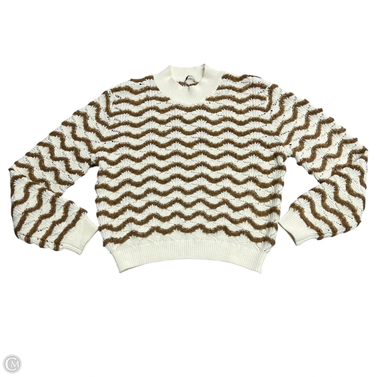 Sweater By Rebecca Taylor In Cream & Tan, Size: L