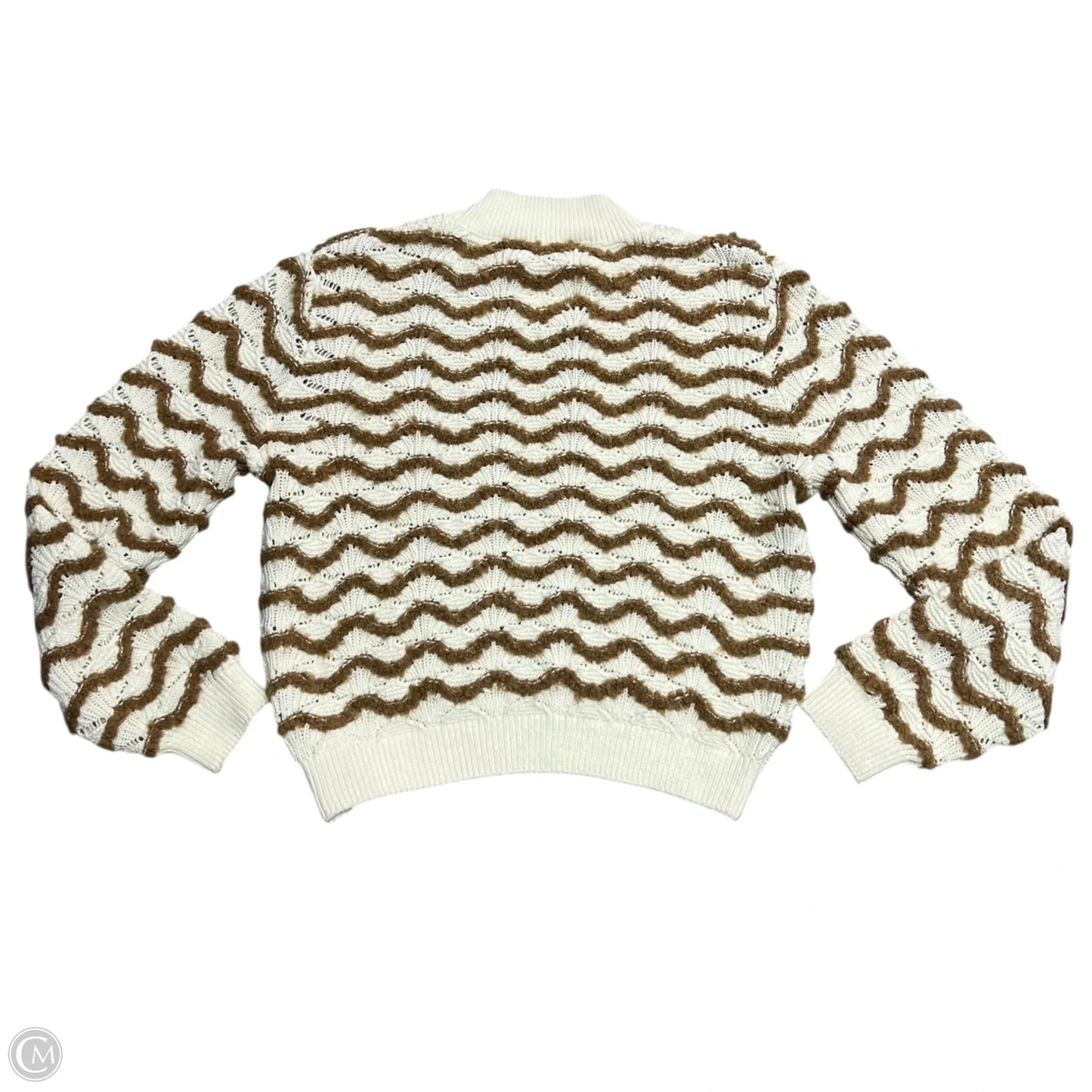 Sweater By Rebecca Taylor In Cream & Tan, Size: L