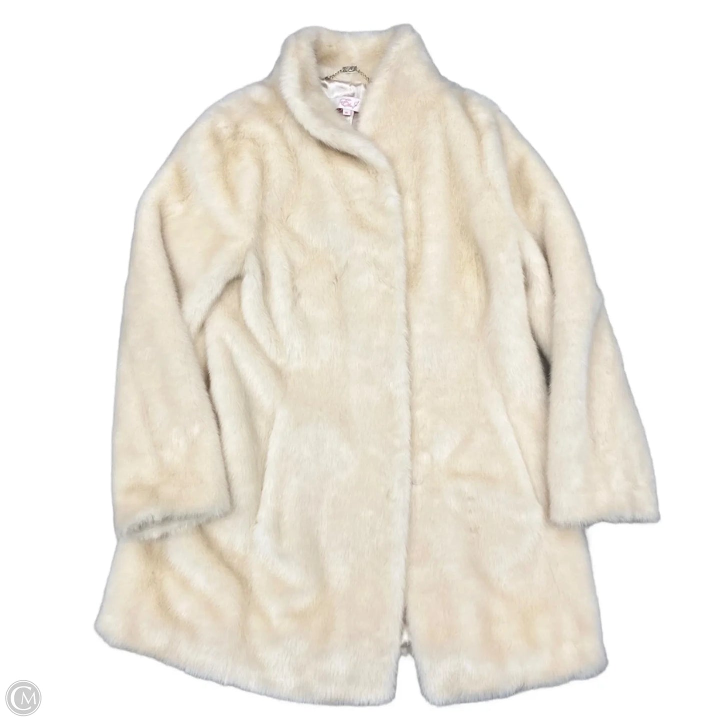 Coat Faux Fur & Sherpa By Eliza J In Cream, Size: Xl