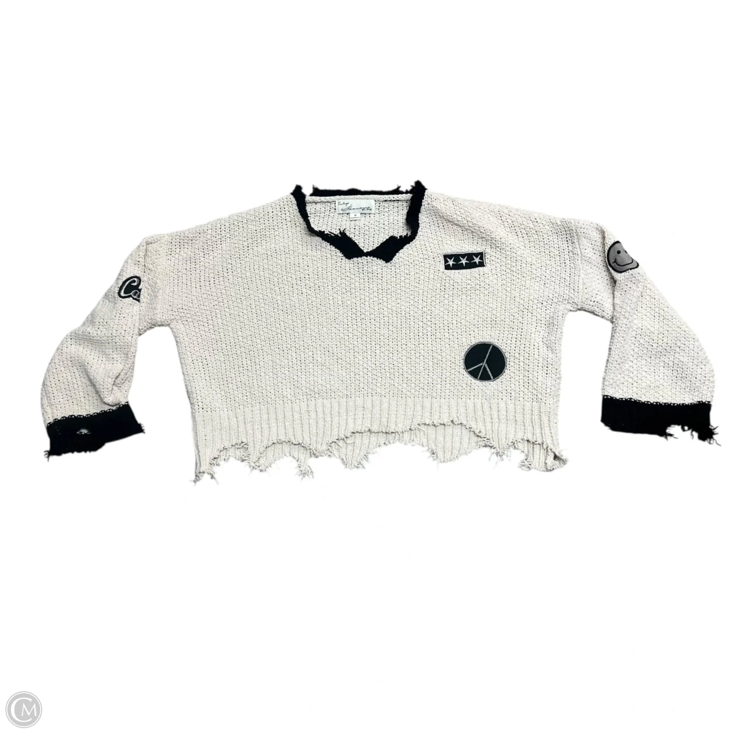Sweater By Vintage Havana In Black & Cream, Size: M