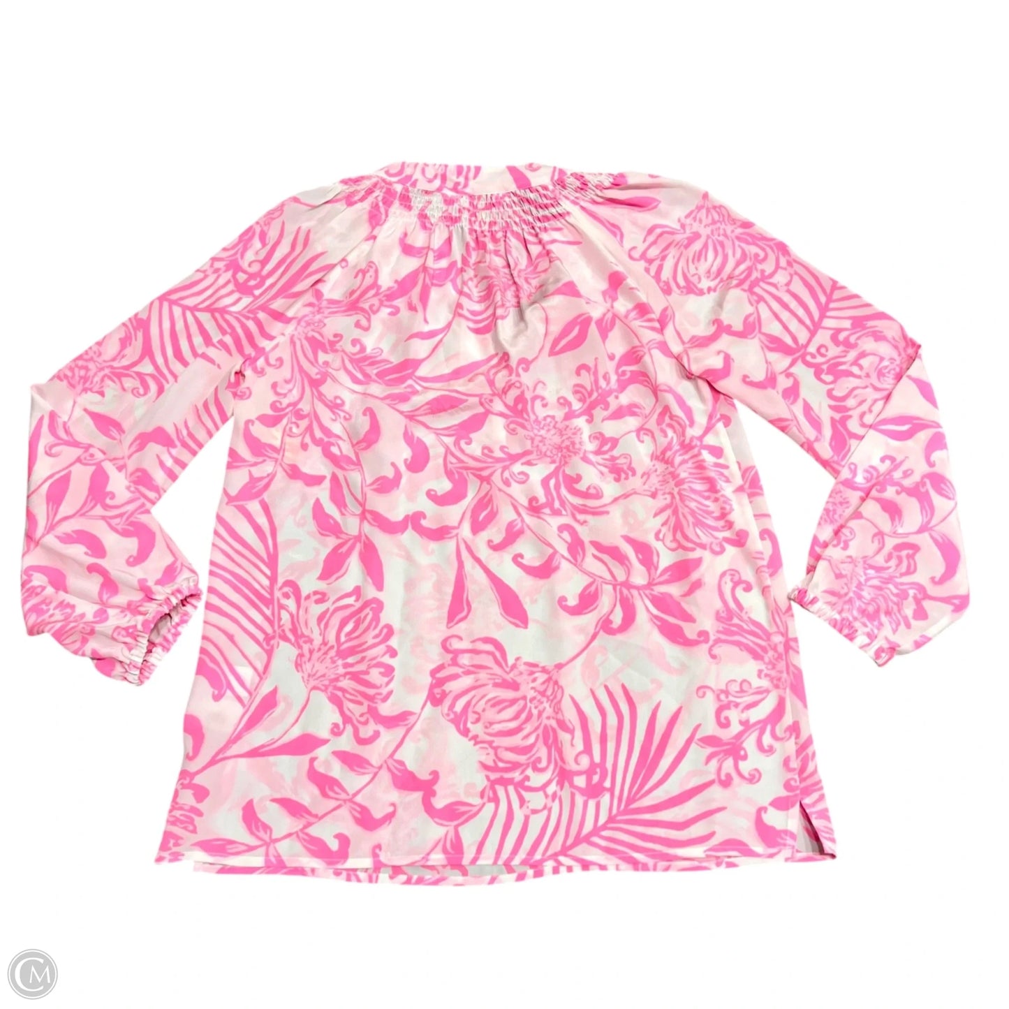 Top Long Sleeve Designer By Lilly Pulitzer In Pink & White, Size: Xs
