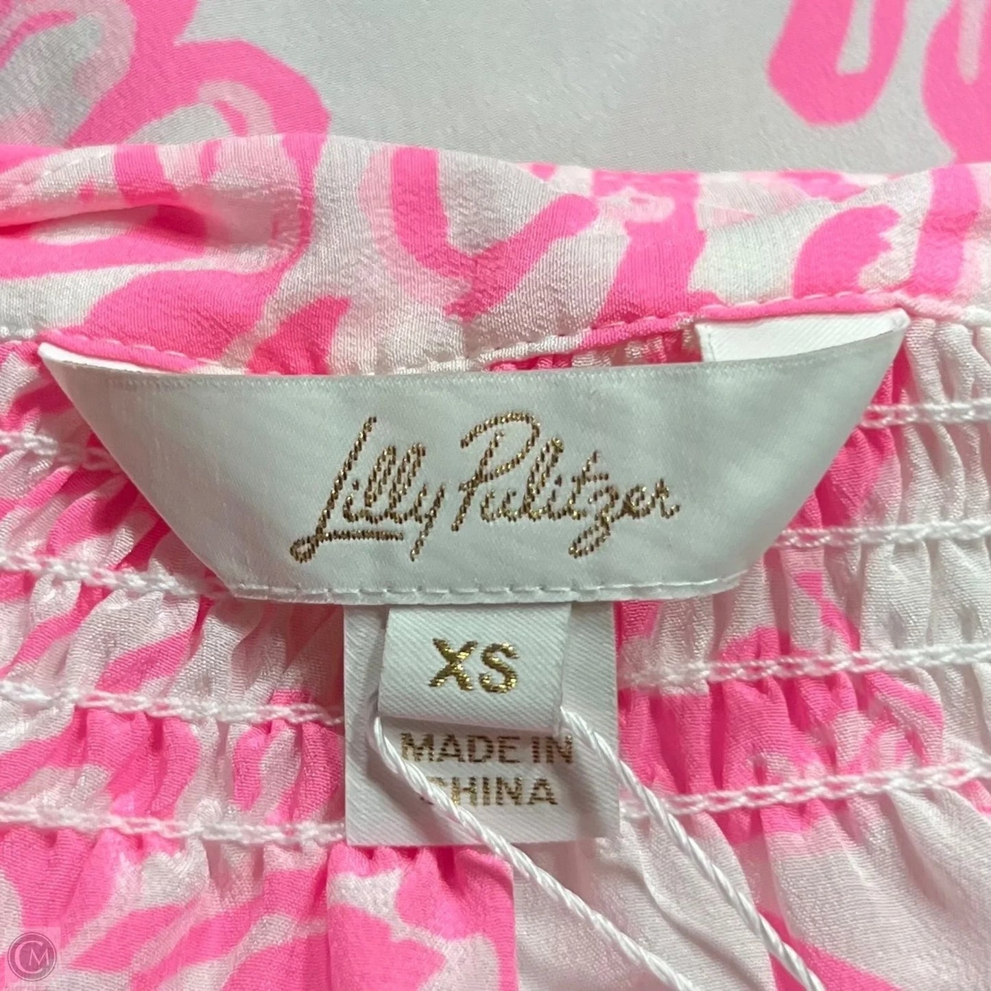 Top Long Sleeve Designer By Lilly Pulitzer In Pink & White, Size: Xs