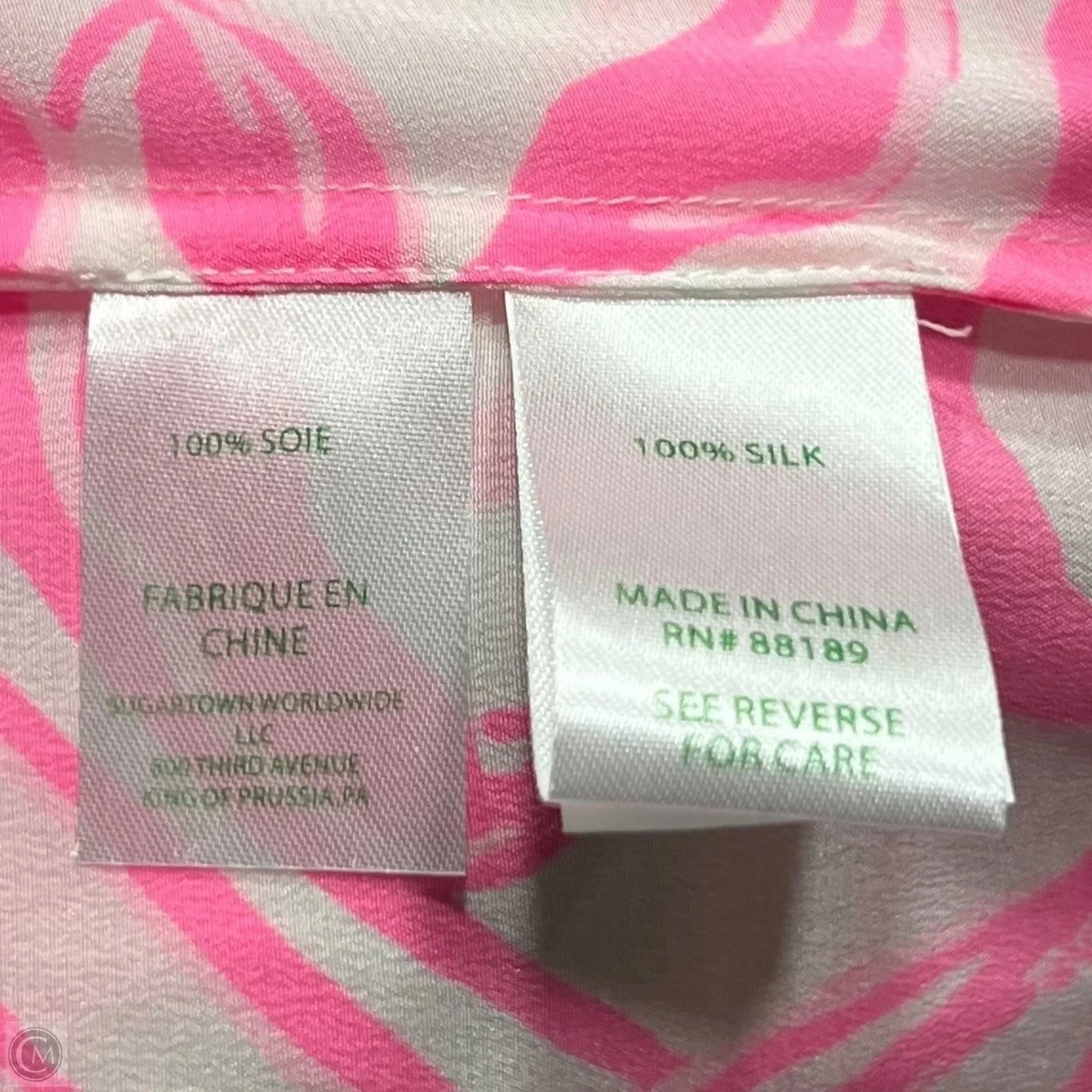 Top Long Sleeve Designer By Lilly Pulitzer In Pink & White, Size: Xs