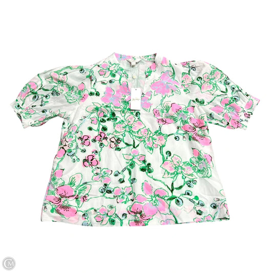 Top Short Sleeve Designer By Lilly Pulitzer In Green & Pink, Size: Xl