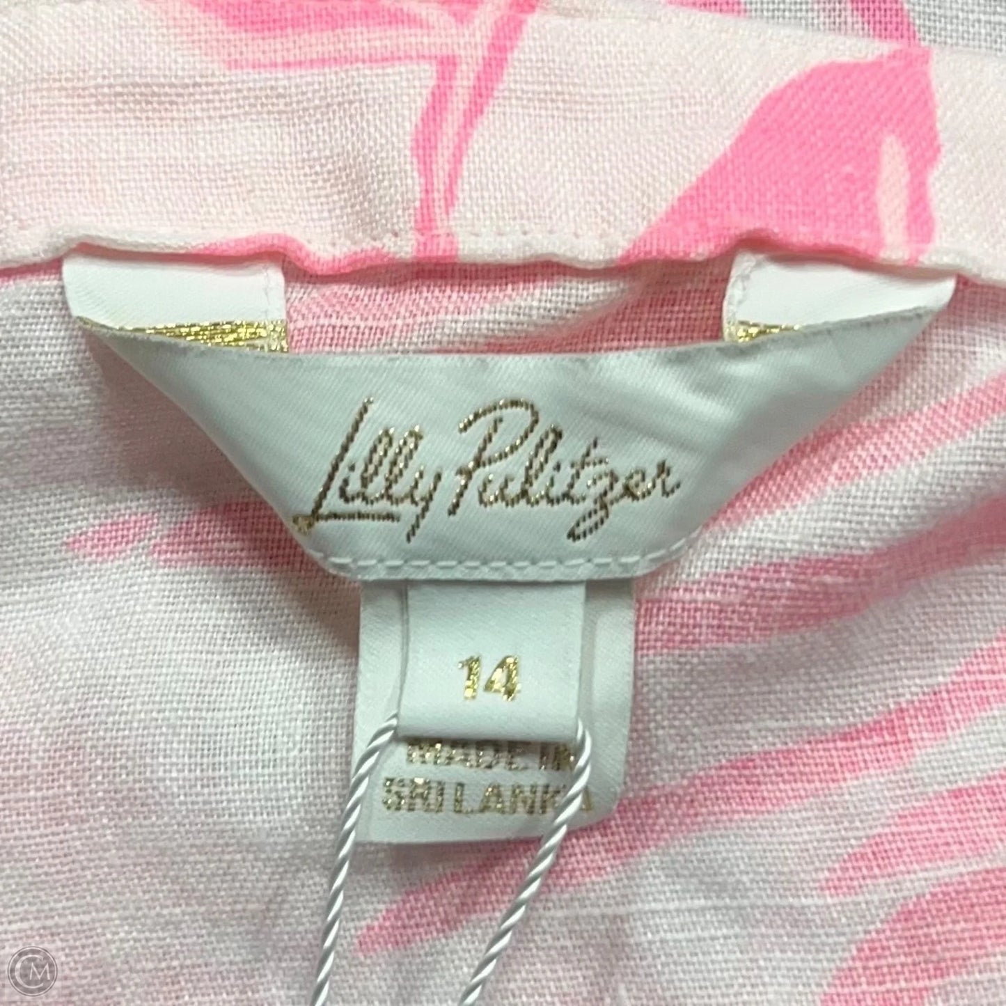 Top Short Sleeve Designer By Lilly Pulitzer In Pink & White, Size: L