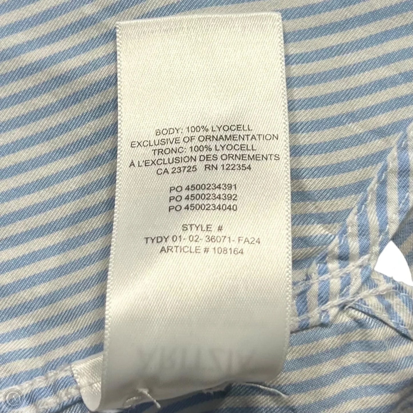 Top Long Sleeve By Babaton In Blue & White, Size: M