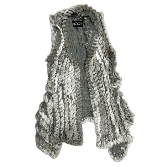 Sweater Cardigan Fur By Shahchi In Grey, Size: S