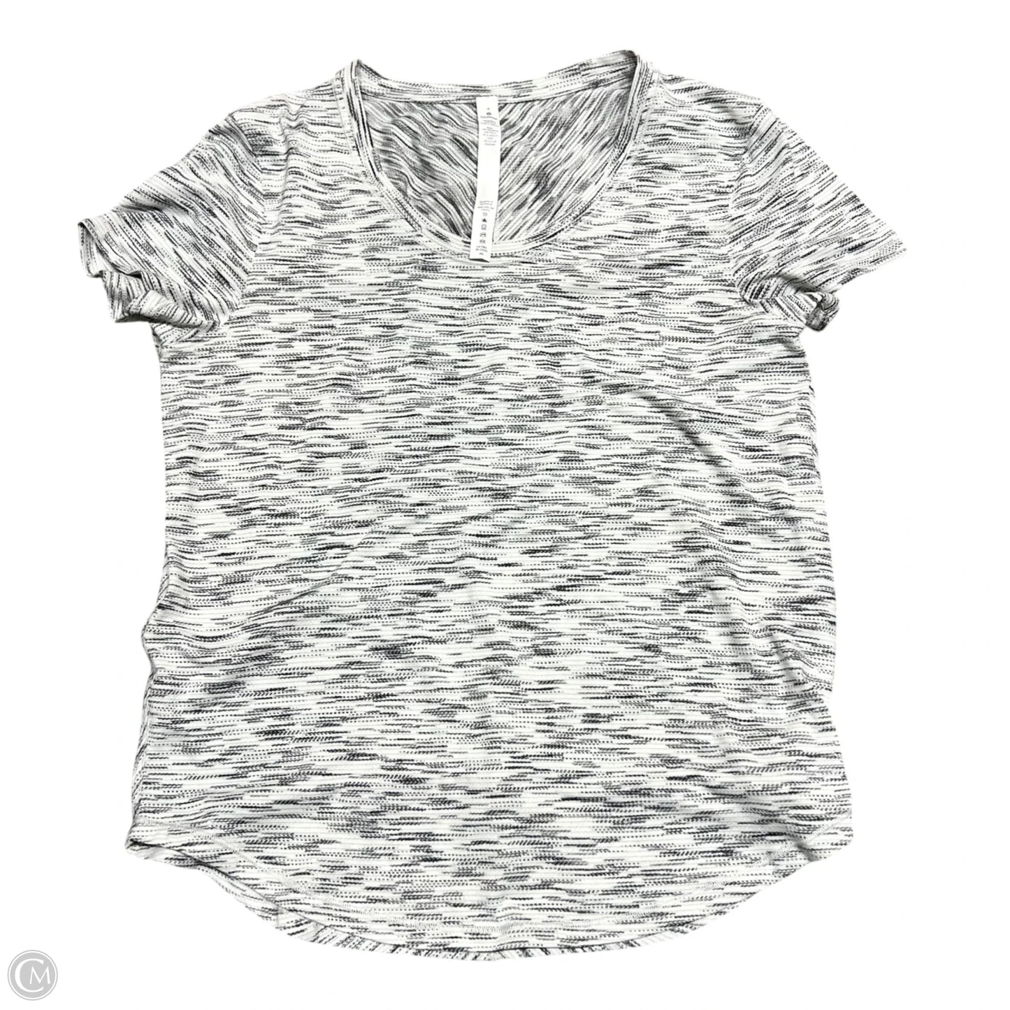 Athletic Top Short Sleeve By Lululemon In Grey & White, Size: S