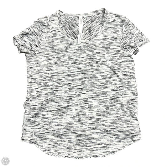 Athletic Top Short Sleeve By Lululemon In Grey & White, Size: S