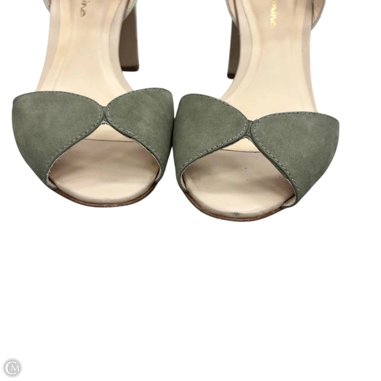 Sandals Heels Block By Guilhermina In Grey & Tan, Size: 5