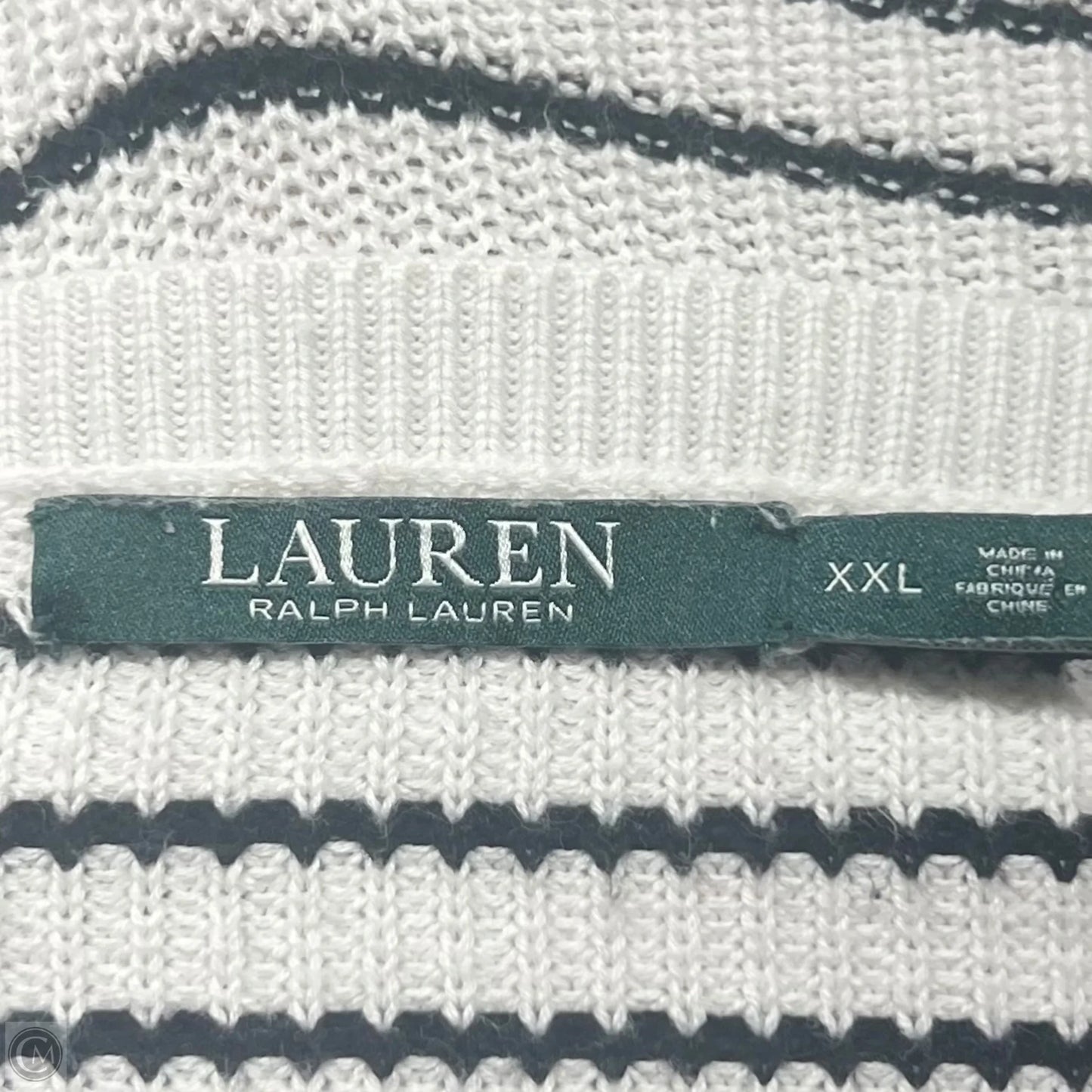 Sweater By Lauren By Ralph Lauren In Black & White, Size: Xxl