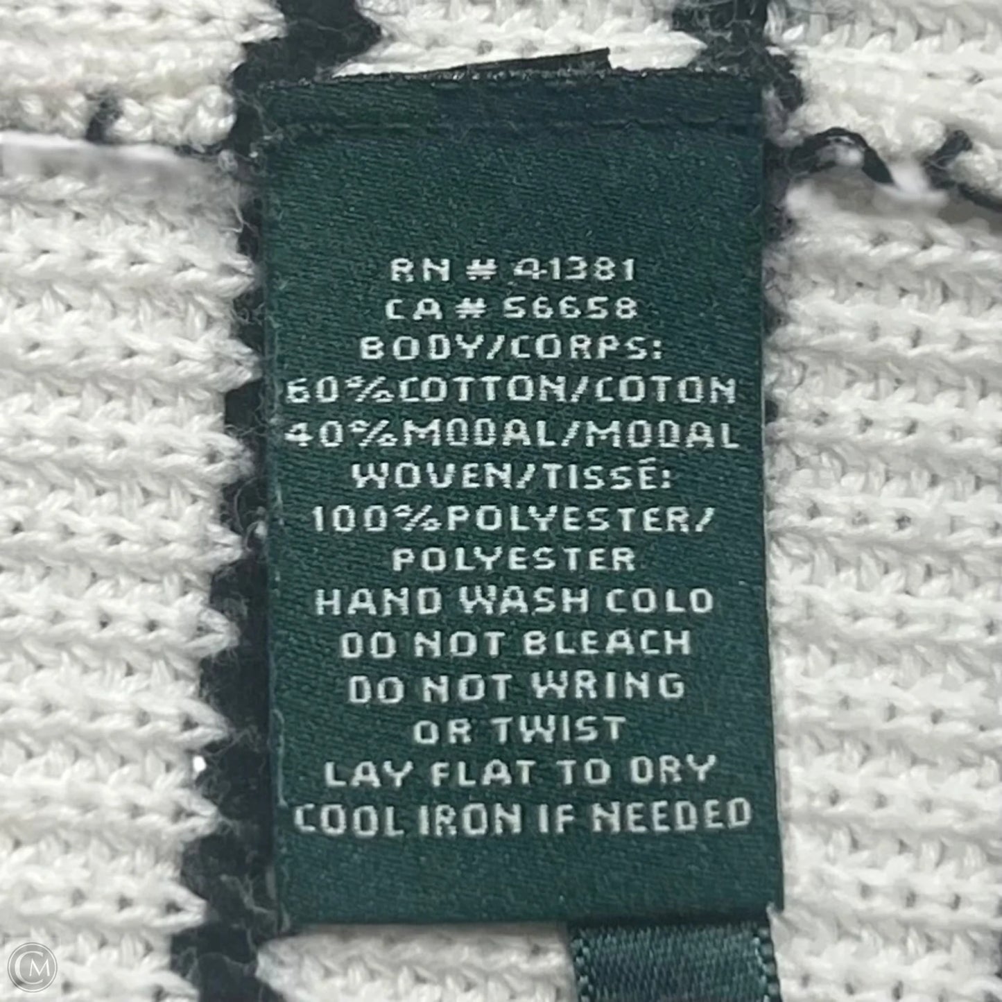 Sweater By Lauren By Ralph Lauren In Black & White, Size: Xxl