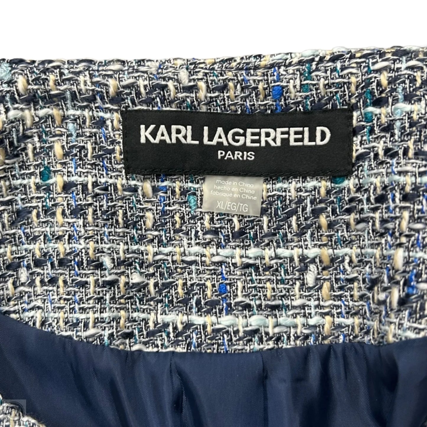 Blazer Designer By Karl Lagerfeld In Blue, Size: Xl