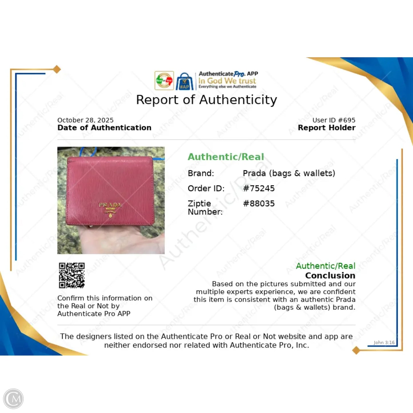 Wallet Luxury Designer By Prada, Size: Small