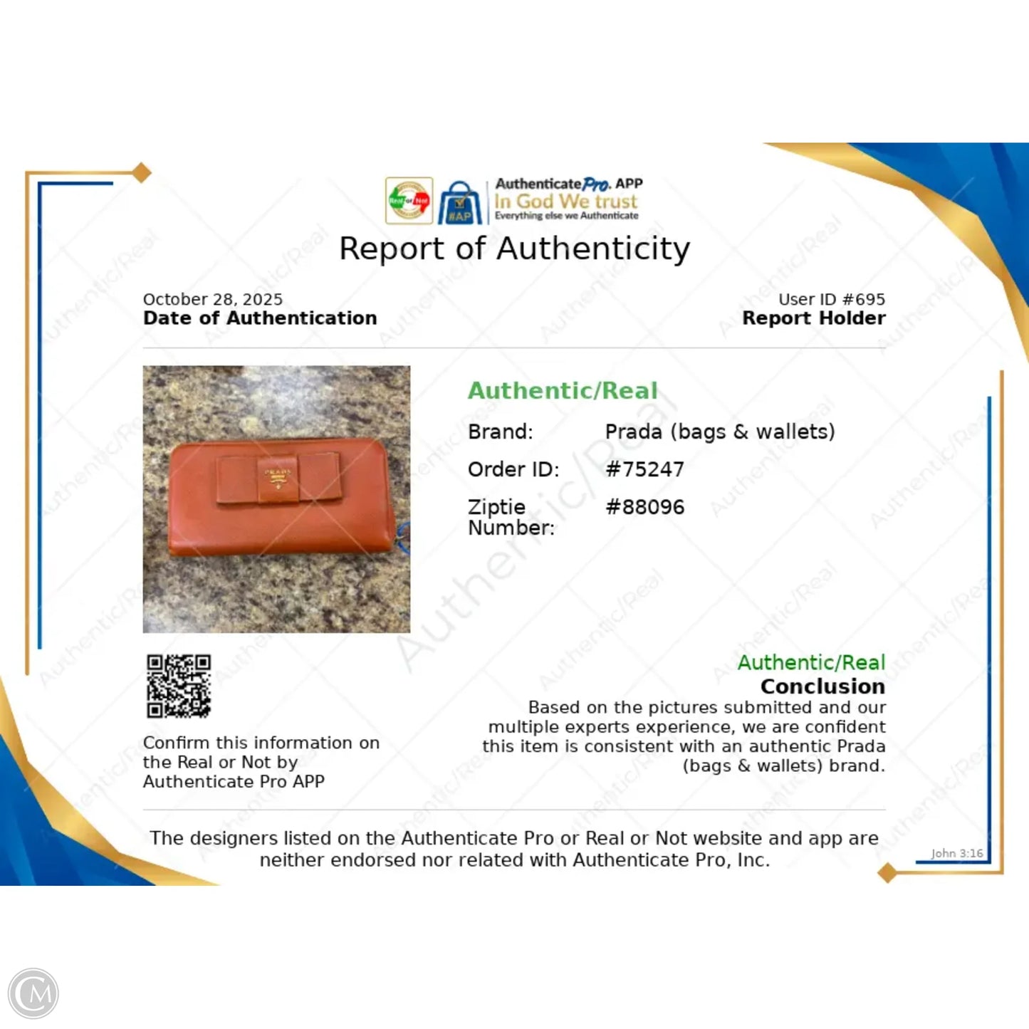 Wallet Luxury Designer By Prada, Size: Medium