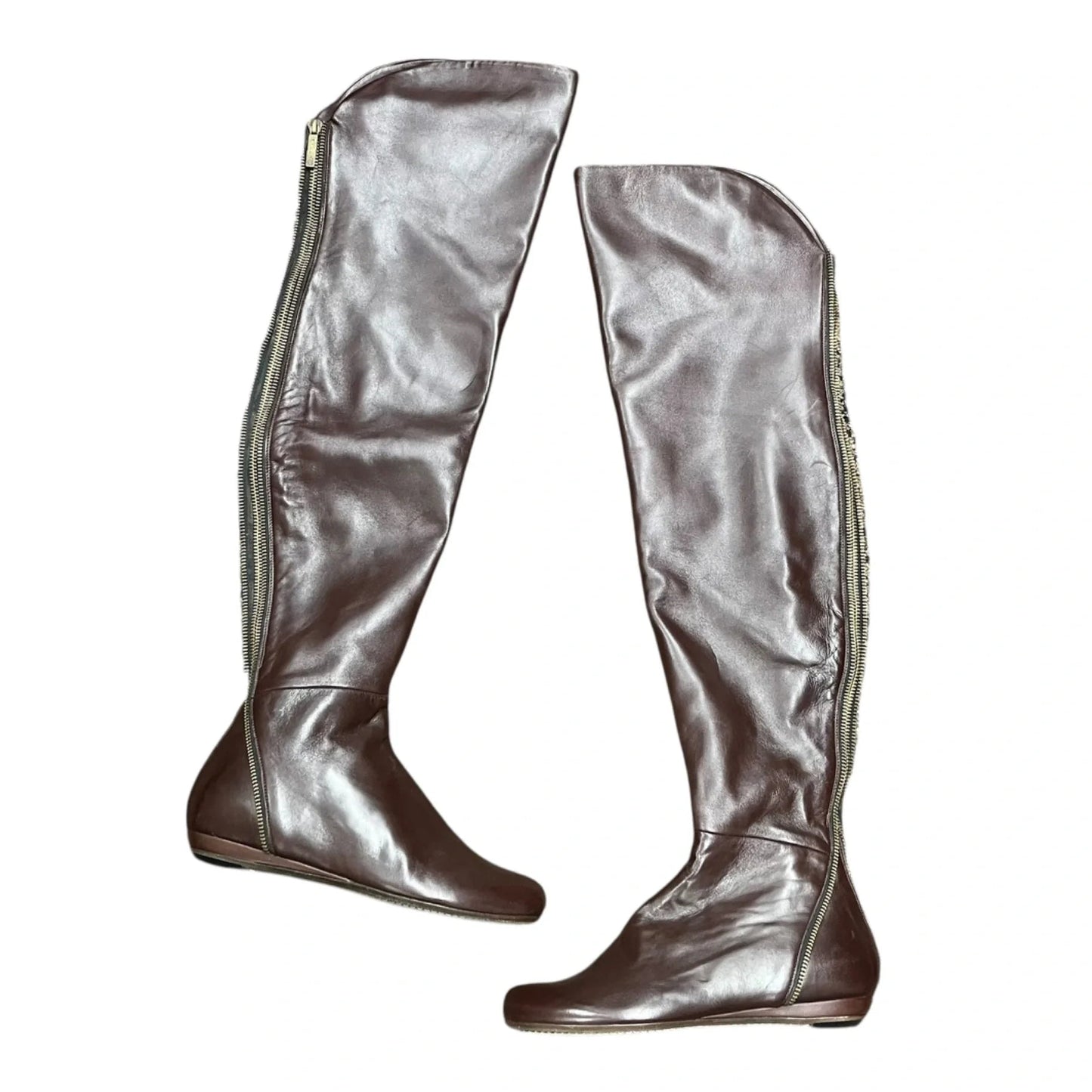 Boots Knee Heels By Baldan In Brown, Size: 5.5