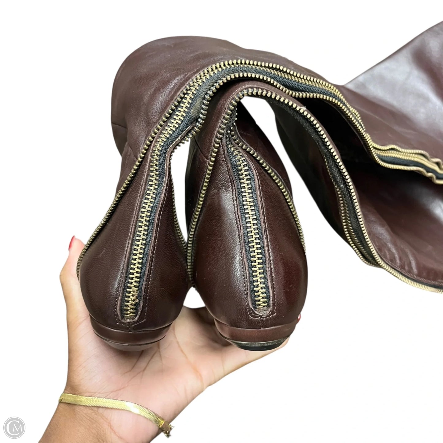 Boots Knee Heels By Baldan In Brown, Size: 5.5